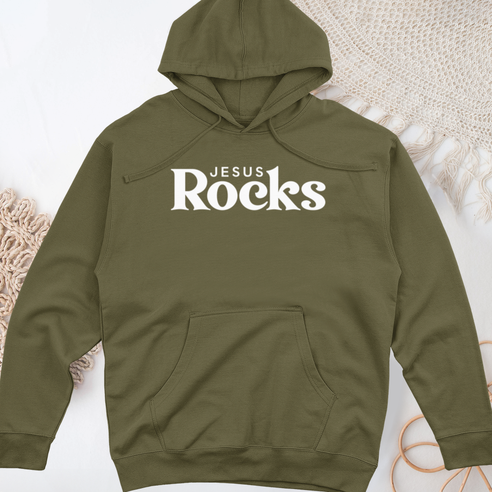 Jesus Rocks Midweight Hooded Sweatshirt