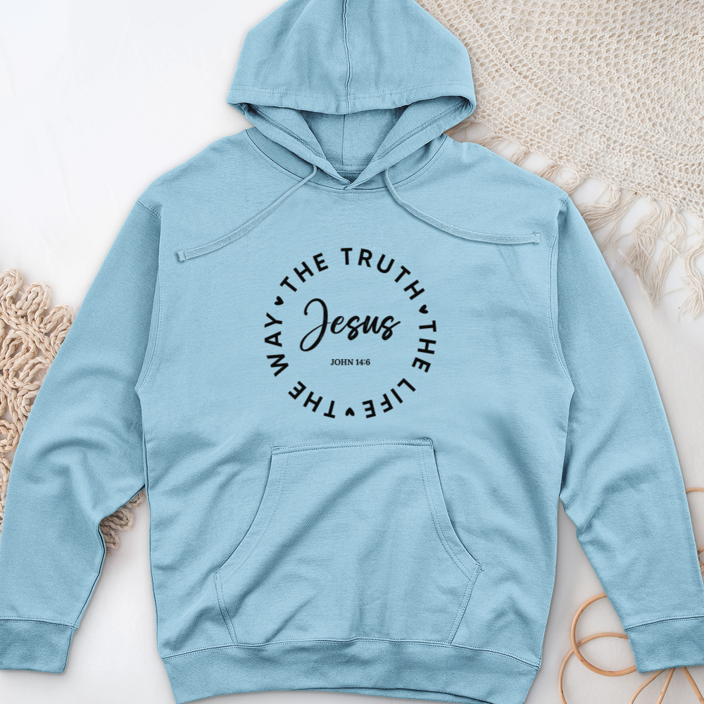 Jesus - The way, The Truth, The Life Midweight Hooded Sweatshirt