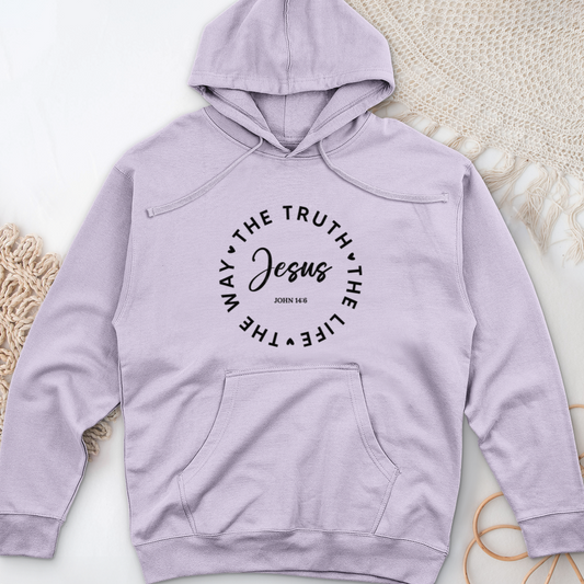 Jesus - The way, The Truth, The Life Midweight Hooded Sweatshirt