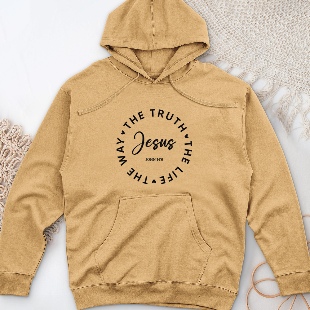 Jesus - The way, The Truth, The Life Midweight Hooded Sweatshirt