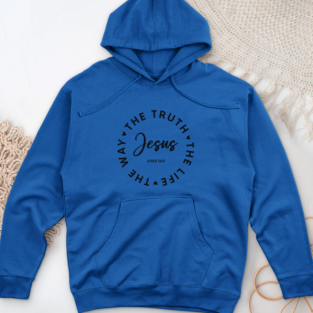 Jesus - The way, The Truth, The Life Midweight Hooded Sweatshirt