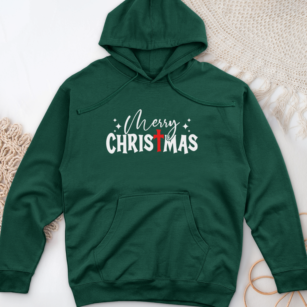 Merry Christmas Midweight Hooded Sweatshirt