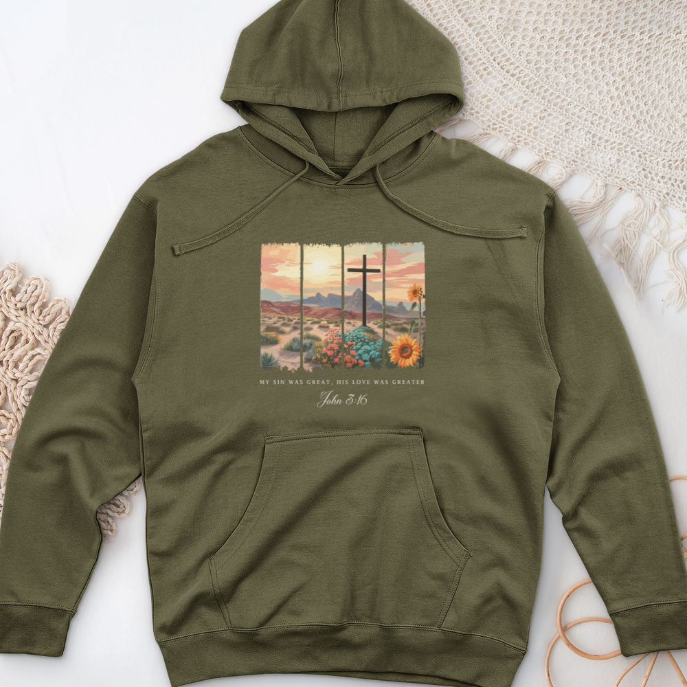 My Sin was Great, His Love was Greater Midweight Hooded Sweatshirt