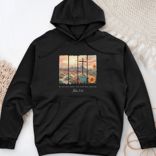 My Sin was Great, His Love was Greater Midweight Hooded Sweatshirt