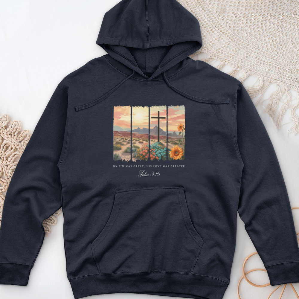 My Sin was Great, His Love was Greater Midweight Hooded Sweatshirt