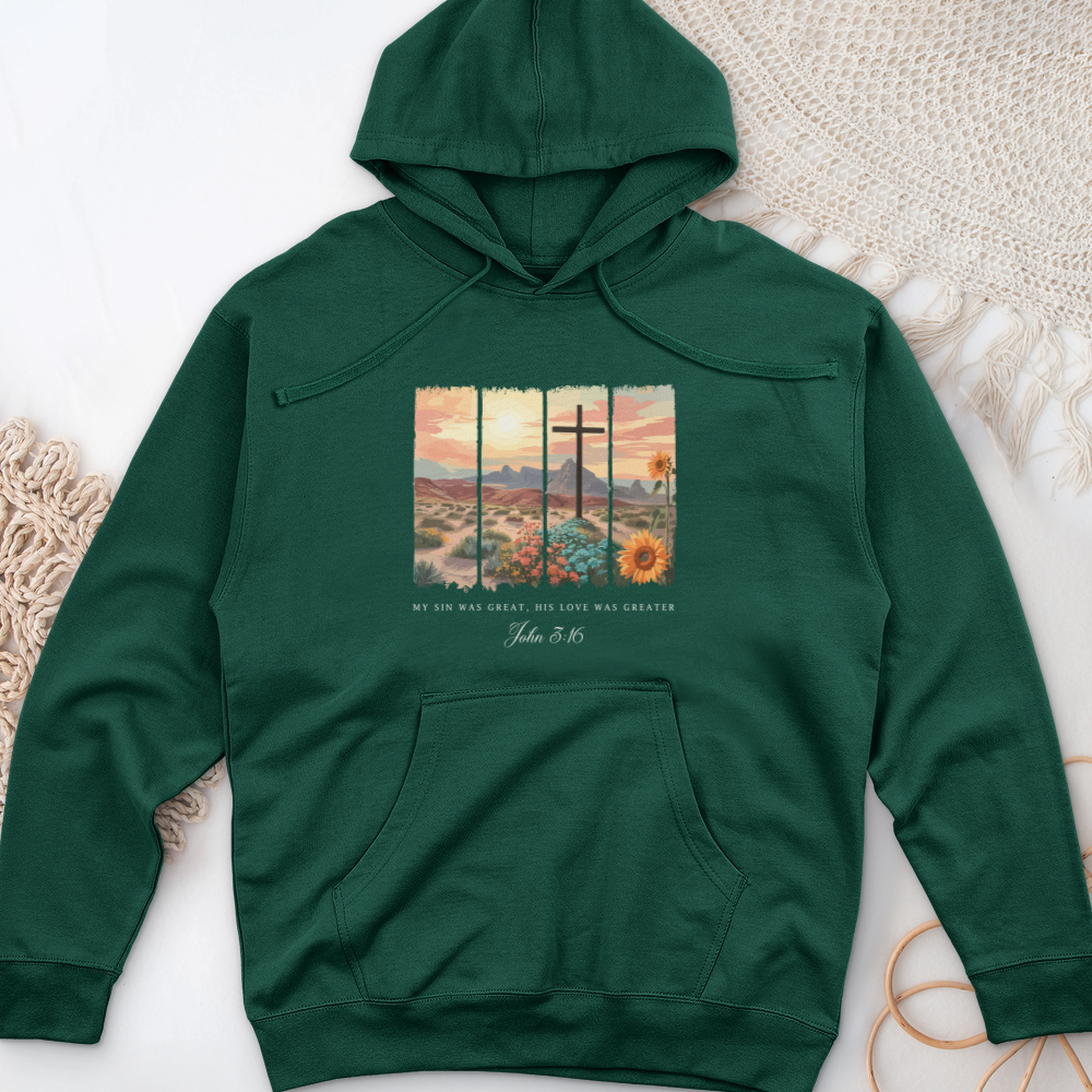My Sin was Great, His Love was Greater Midweight Hooded Sweatshirt