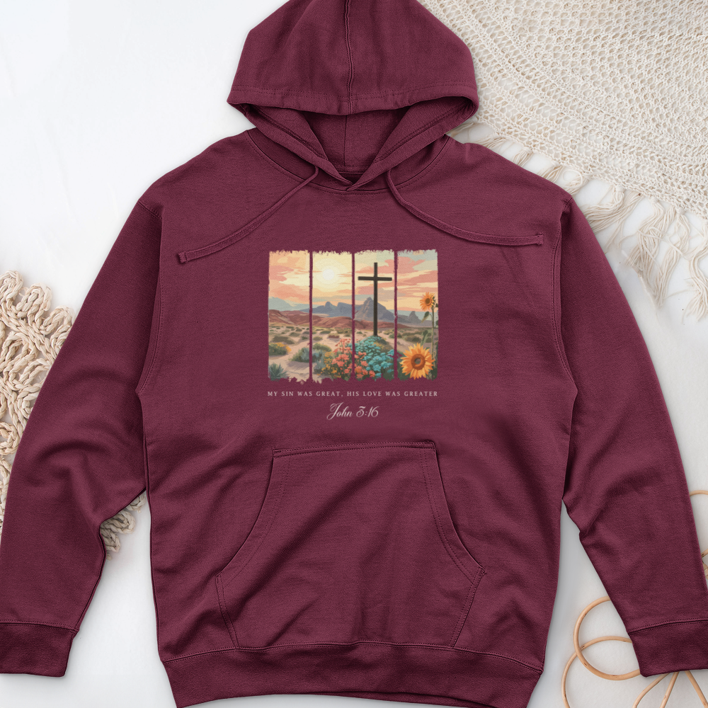 My Sin was Great, His Love was Greater Midweight Hooded Sweatshirt