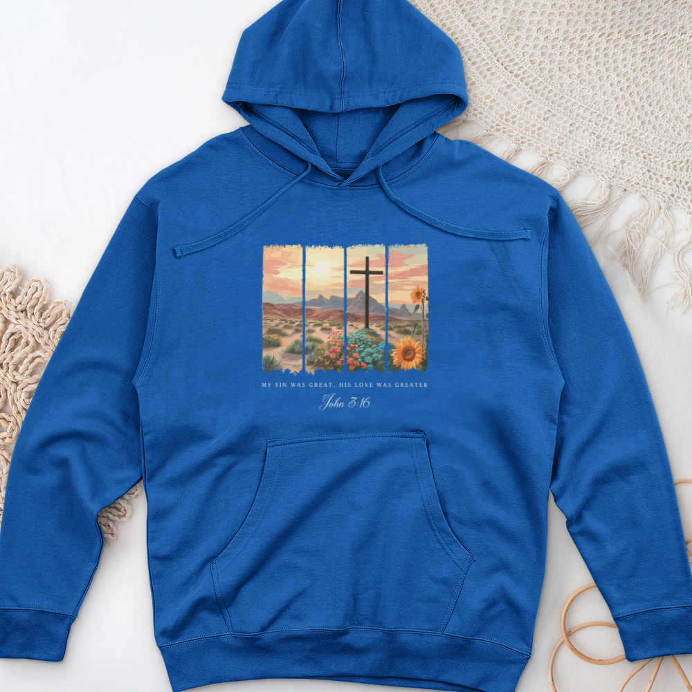 My Sin was Great, His Love was Greater Midweight Hooded Sweatshirt