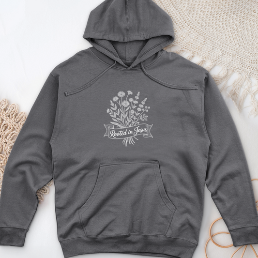 Rooted In Jesus Midweight Hooded Sweatshirt
