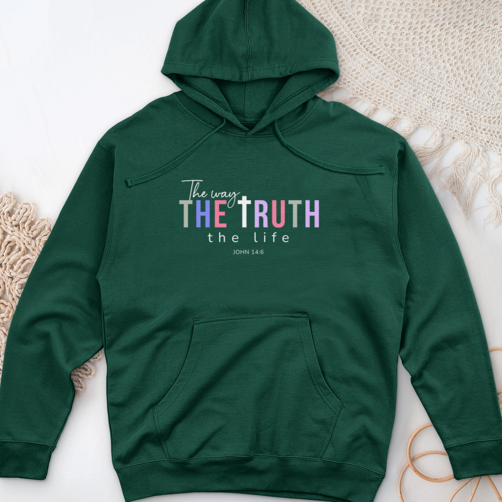 The Way the Truth the Life Midweight Hooded Sweatshirt