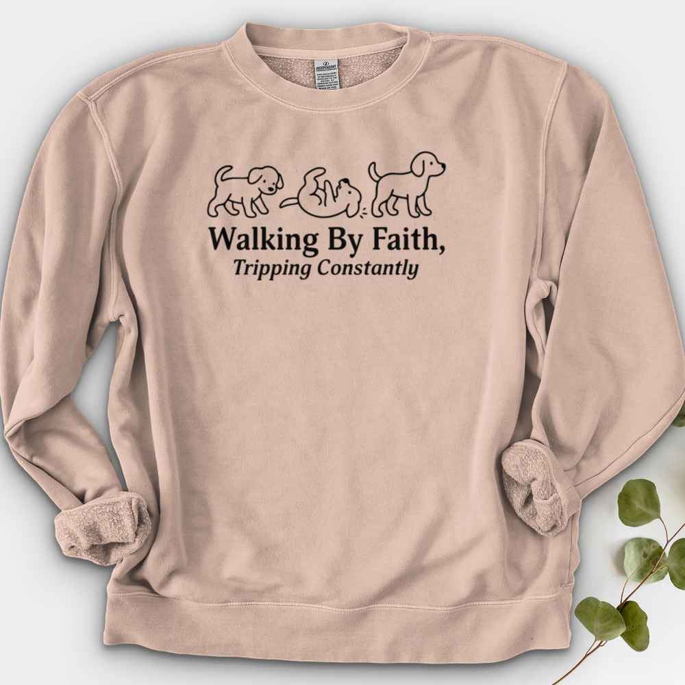 Walking By Faith Tripping Constantly Crewneck