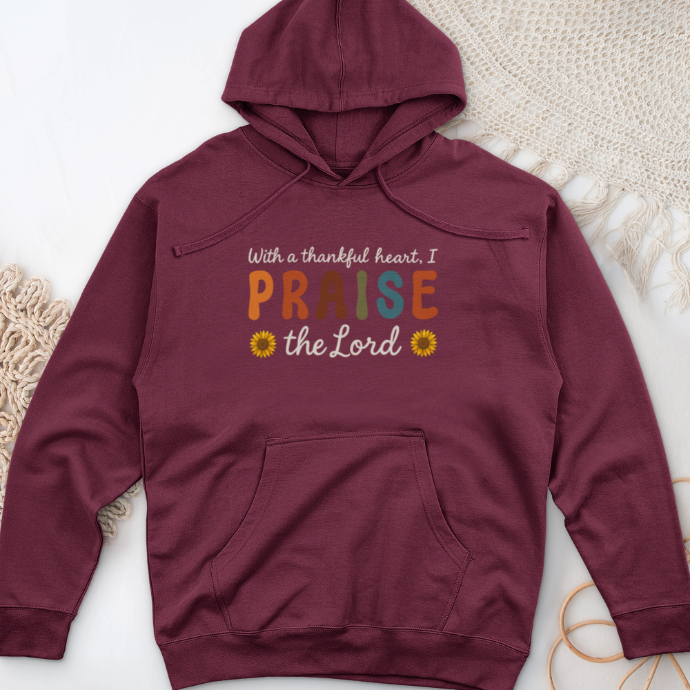 With a Thankful Heart Midweight Hooded Sweatshirt
